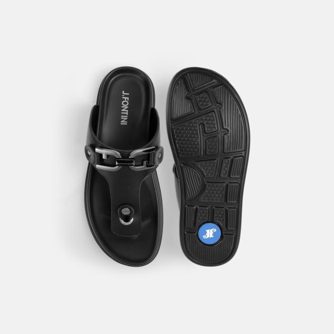 J.Fontini Men Black Casual Slippers (SKU: 60-67-11-39)