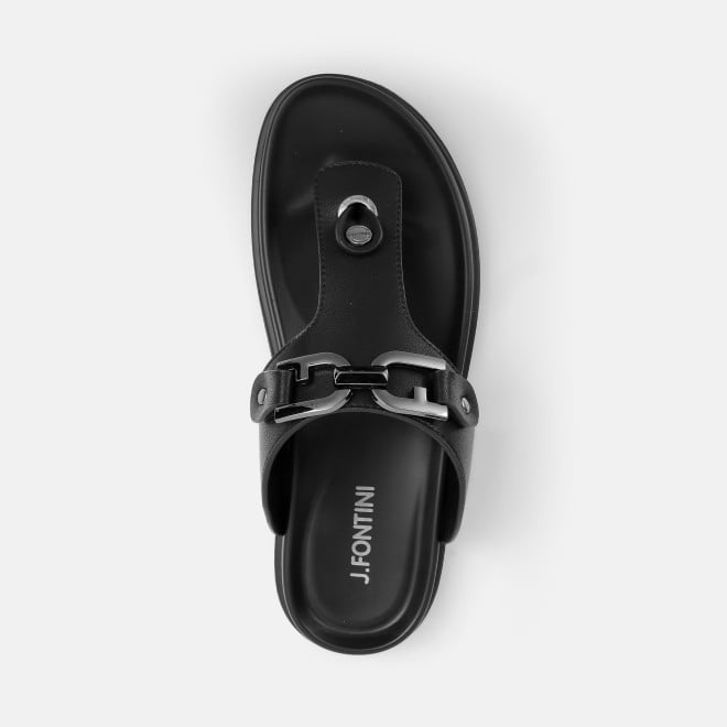 J.Fontini Men Black Casual Slippers (SKU: 60-67-11-39)