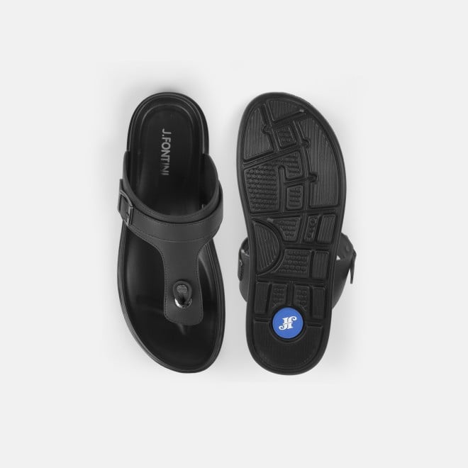 J.Fontini Men Black Casual Slippers (SKU: 60-69-11-39)