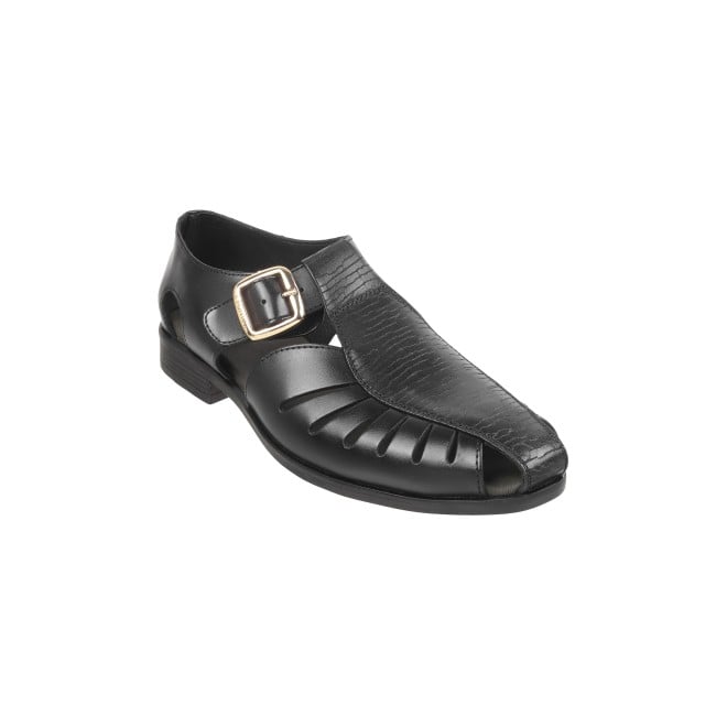 J.Fontini Men Black Ethnic Sandals (SKU: 60-95-11-40)