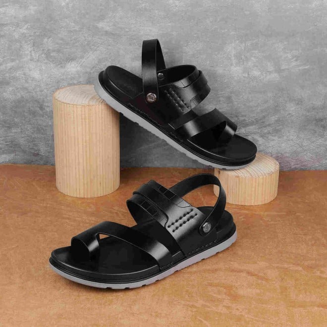 Mochi Men Black Casual Sandals