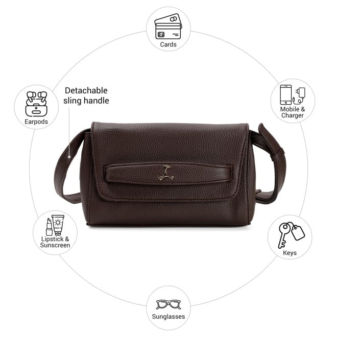 Mochi Women Brown Sling Bag (SKU: 66-1010-12-10)