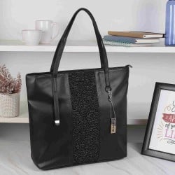 Women Black Casual Tote Bag