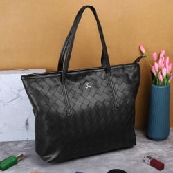 Women Black Casual Tote Bag