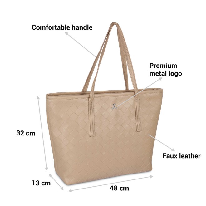 Mochi Women Beige Casual Tote Bag (SKU: 66-466-20-10)