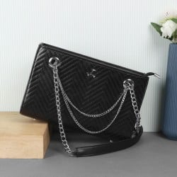 Women Black Hand Bags Zip Top Sling