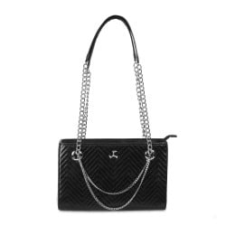 Women Black Hand Bags Zip Top Sling