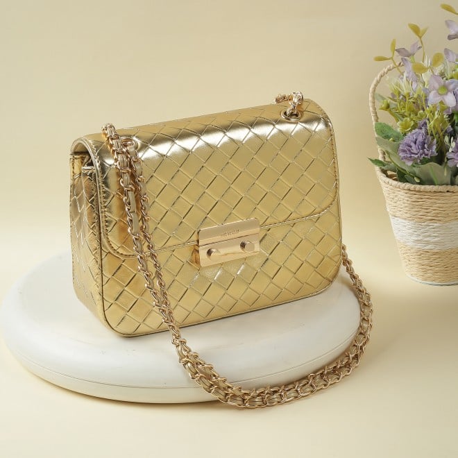 Mochi Women Gold Casual Sling Bag