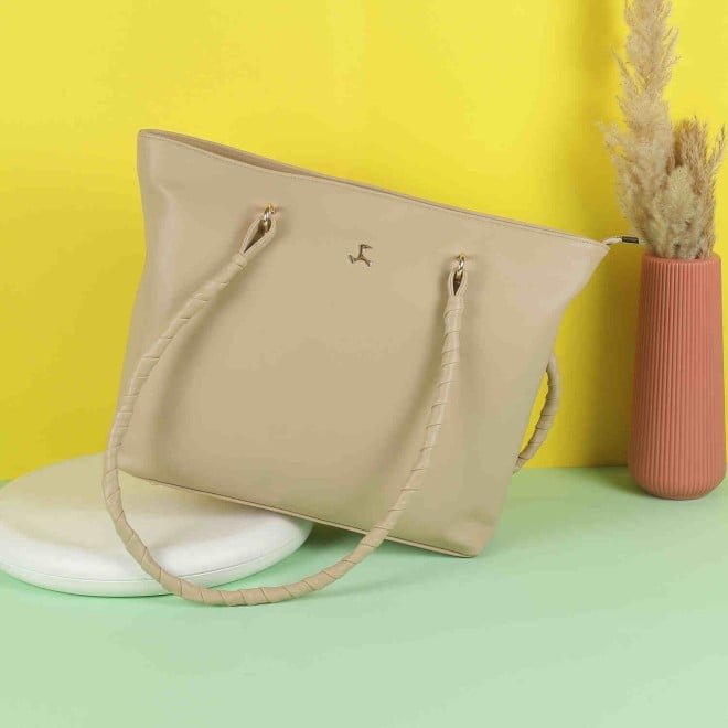 Mochi Women Beige Casual Tote Bag