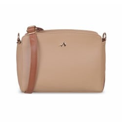 Women Beige Hand Bags Zip Top Sling