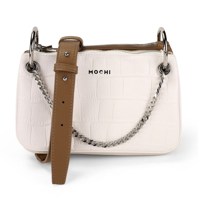 Mochi Women Off-white Hand Bags Zip Top Sling