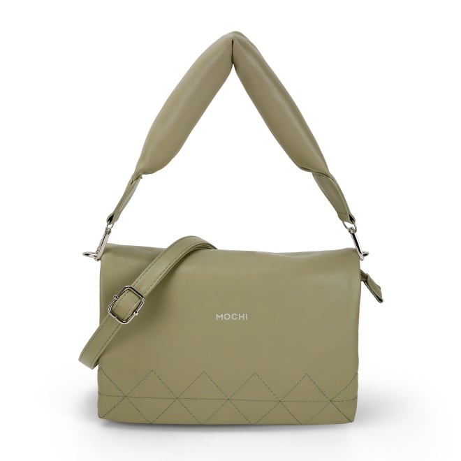 Mochi Women Green Hand Bags Zip Top Sling