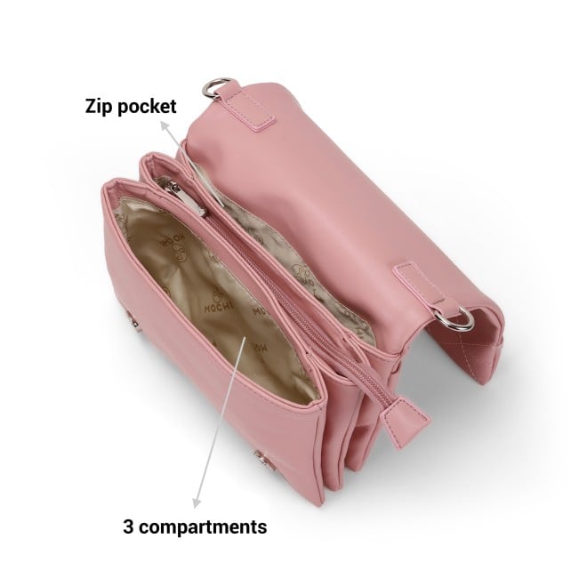Mochi Women Pink Hand Bags Zip Top Sling (SKU: 66-693-24-10)
