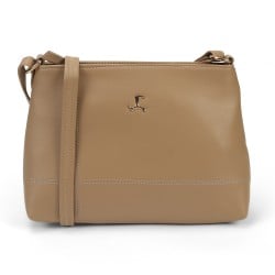 Women Beige Hand Bags Zip Top Sling