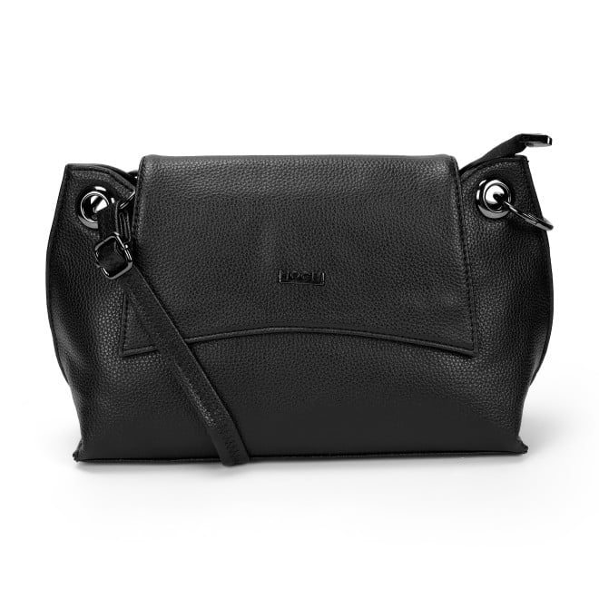 Mochi Women Black Hand Bags Flap Over Sling