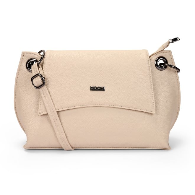 Mochi Women Beige Hand Bags Flap Over Sling