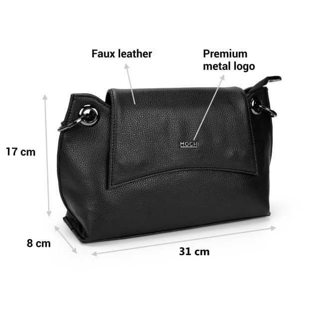 Mochi Women Black Hand Bags Flap Over Sling (SKU: 66-712-11-10)