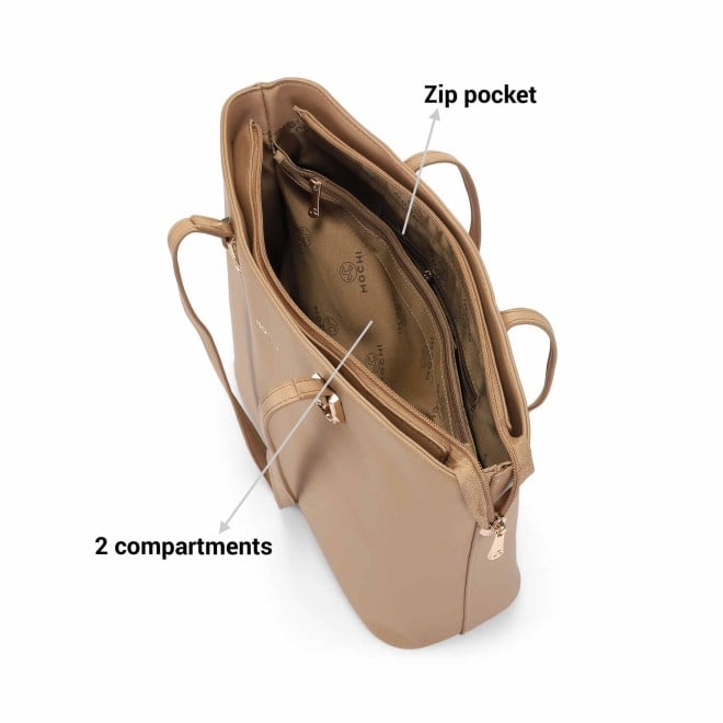 Mochi Women Beige Casual Tote Bag (SKU: 66-729-20-10)