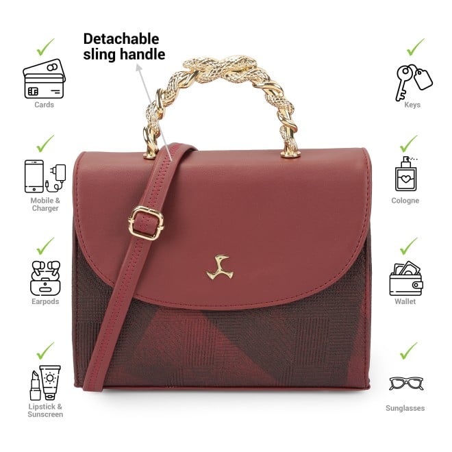 Mochi Women Maroon Satchel Bag (SKU: 66-774-44-10)