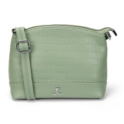 Women Green Hand Bags Zip Top Sling