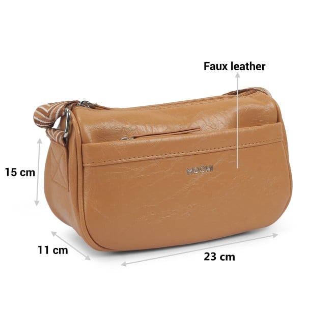 Mochi Women Tan Hand Bags Zip Top Sling (SKU: 66-790-23-10)
