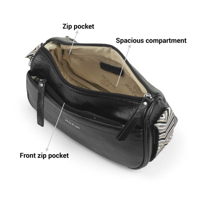 Mochi Women Black Hand Bags Zip Top Sling (SKU: 66-790-11-10)