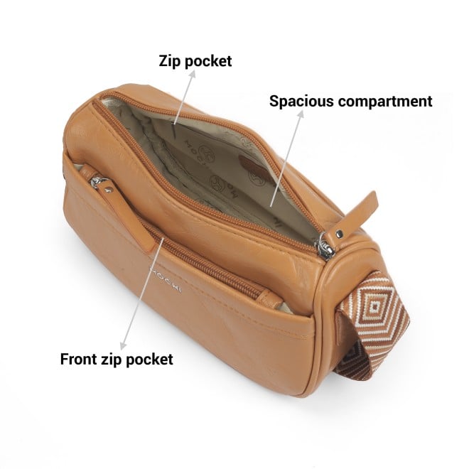 Mochi Women Tan Hand Bags Zip Top Sling (SKU: 66-790-23-10)