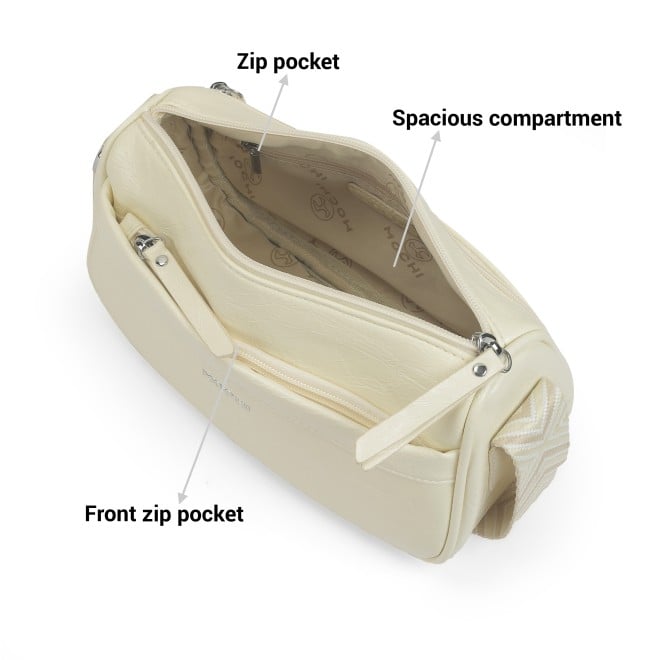 Mochi Women Off-white Hand Bags Zip Top Sling (SKU: 66-790-66-10)