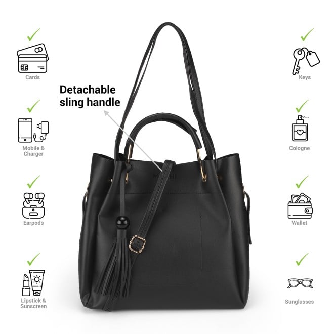 Mochi Women Black Satchel Bag (SKU: 66-8341-11-10) Mochi Women Black Satchel Bag (SKU: 66-8341-11-10)