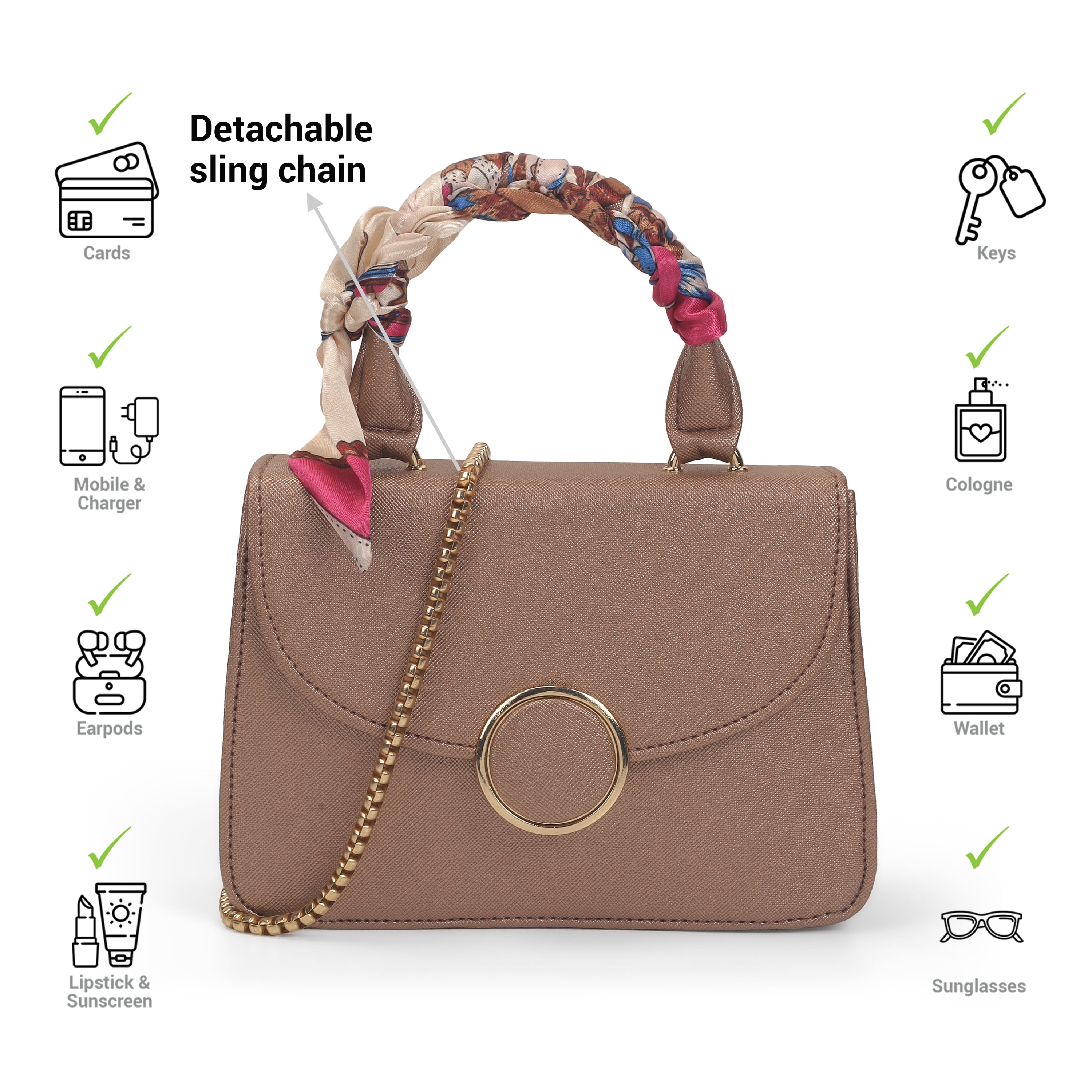 Mochi Women Bronze Hand Bags Evening Bag (SKU: 66-853-46-10)