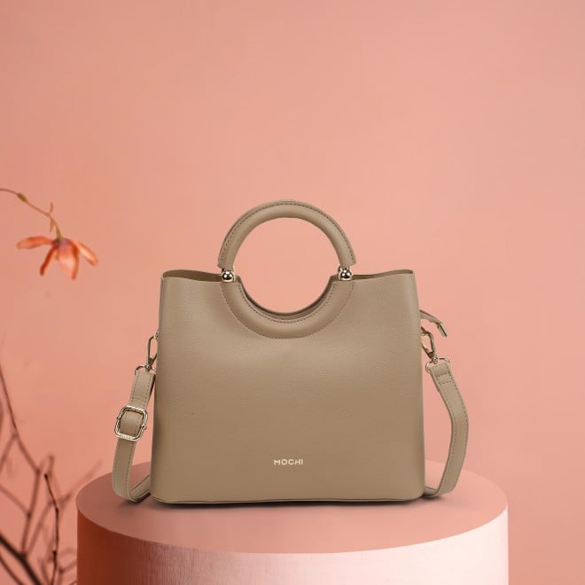 Mochi Women Beige Satchel Bag