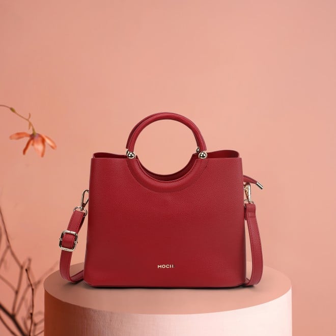 Mochi Women Maroon Satchel Bag