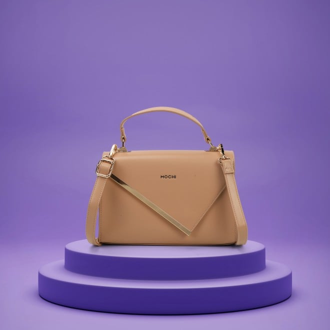 Mochi Women Beige Satchel Bag