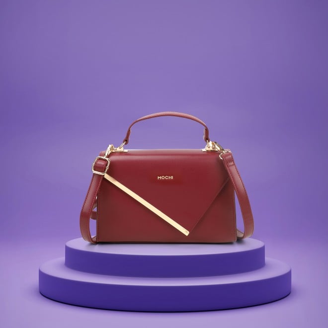 Mochi Women Maroon Satchel Bag