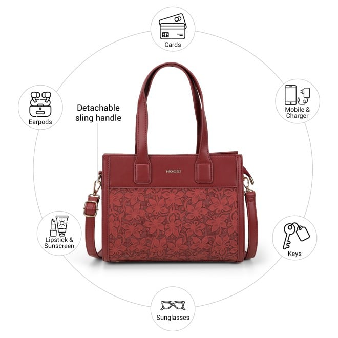 Mochi Women Maroon Satchel Bag (SKU: 66-869-44-10)