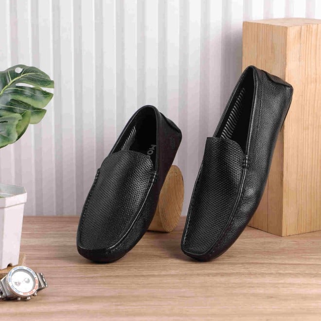 Mochi Men Black Casual Slip-Ons