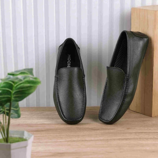 Mochi Men Olive Casual Slip-Ons