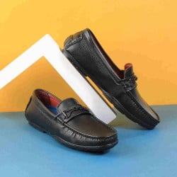 Men Black Casual Slip-Ons