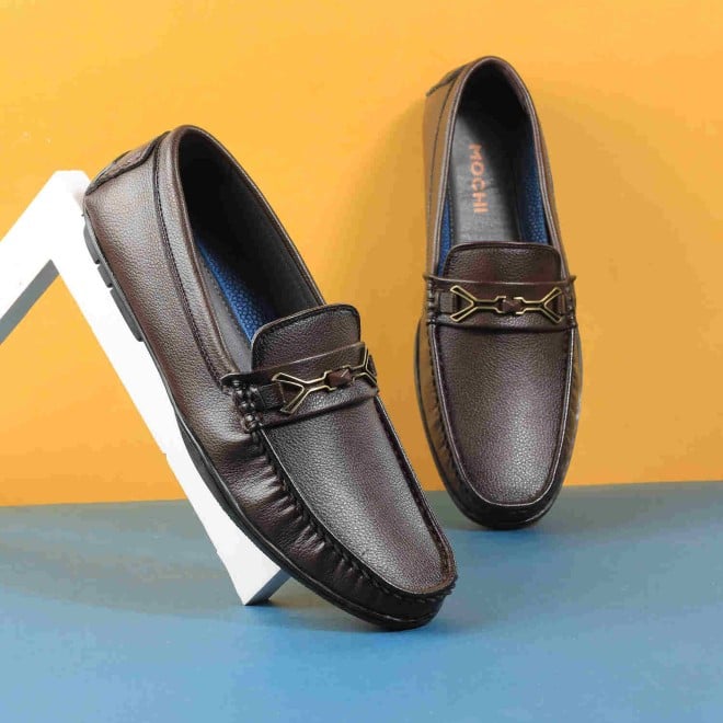 Mochi Men Brown Casual Slip-Ons