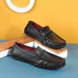 Men Black Casual Slip-Ons