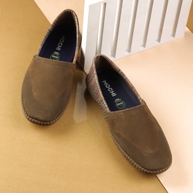 Mochi Men Olive Casual Slip-Ons