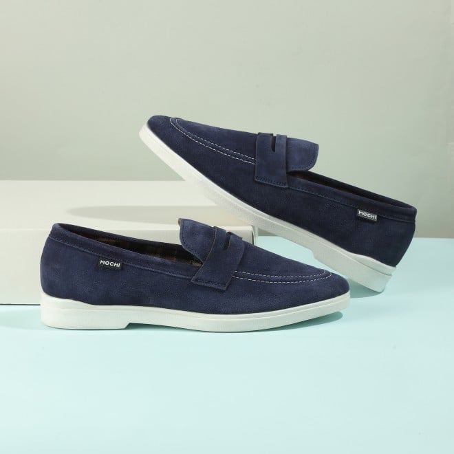 Mochi Men Blue Casual Loafers