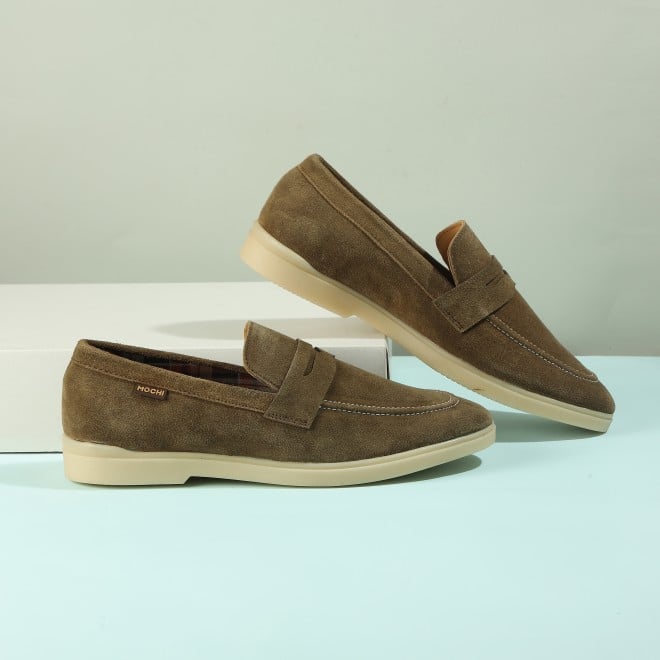Mochi Men Olive Casual Loafers