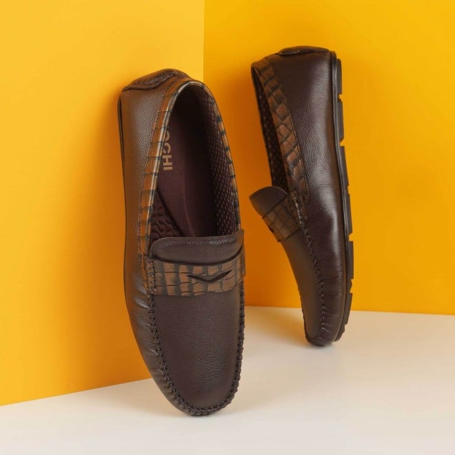 Mochi Men Brown Casual Loafers