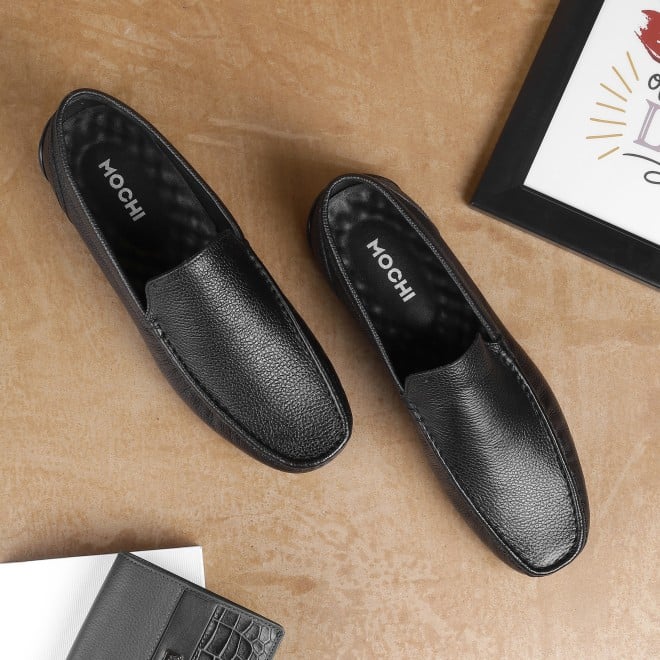 Mochi Men Black Casual Loafers