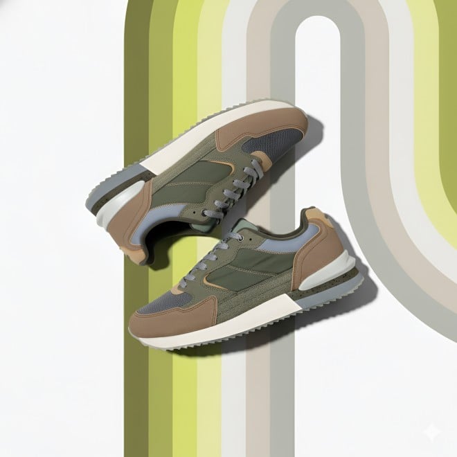 Mochi Men Green Sports Walking Shoes