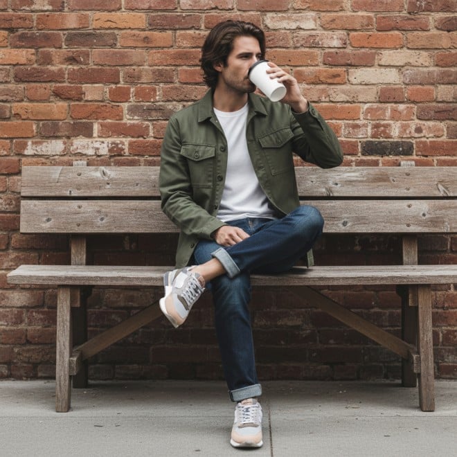 Mochi Men Beige Sports Walking Shoes (SKU: 71-433-20-40)