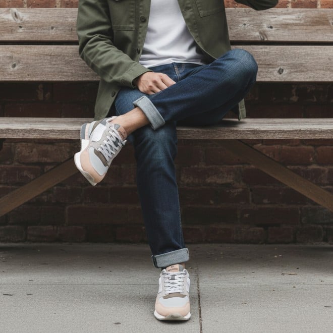 Mochi Men Beige Sports Walking Shoes (SKU: 71-433-20-40)