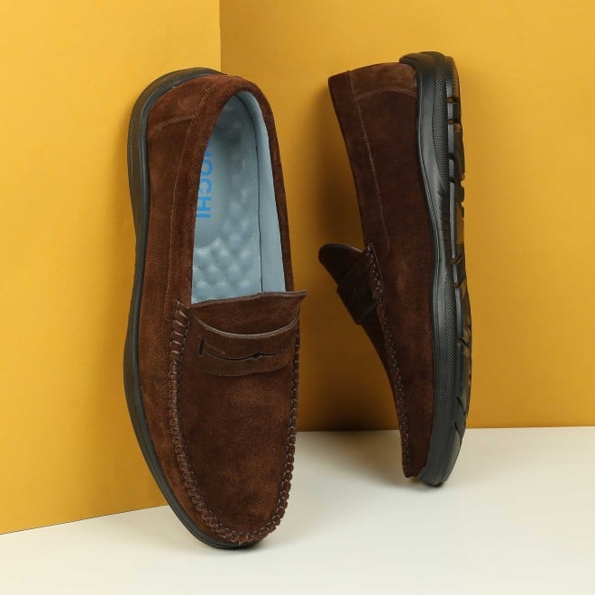 Mochi Men Brown Casual Loafers