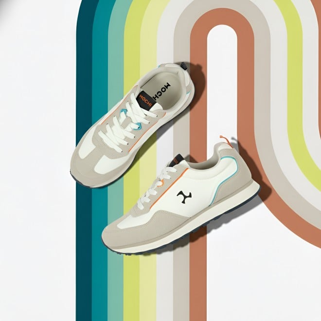 Mochi Men White Sports Walking Shoes